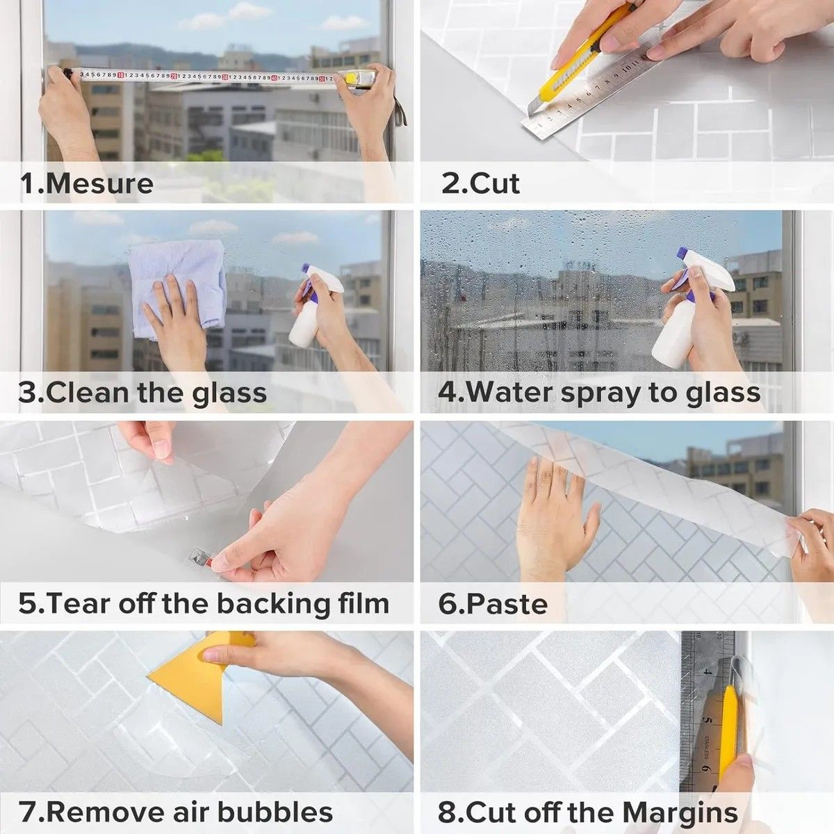 KUANGYE - Lamina Autoadhesiva Esmerilado Empavonado Vidrio Ventanafilm