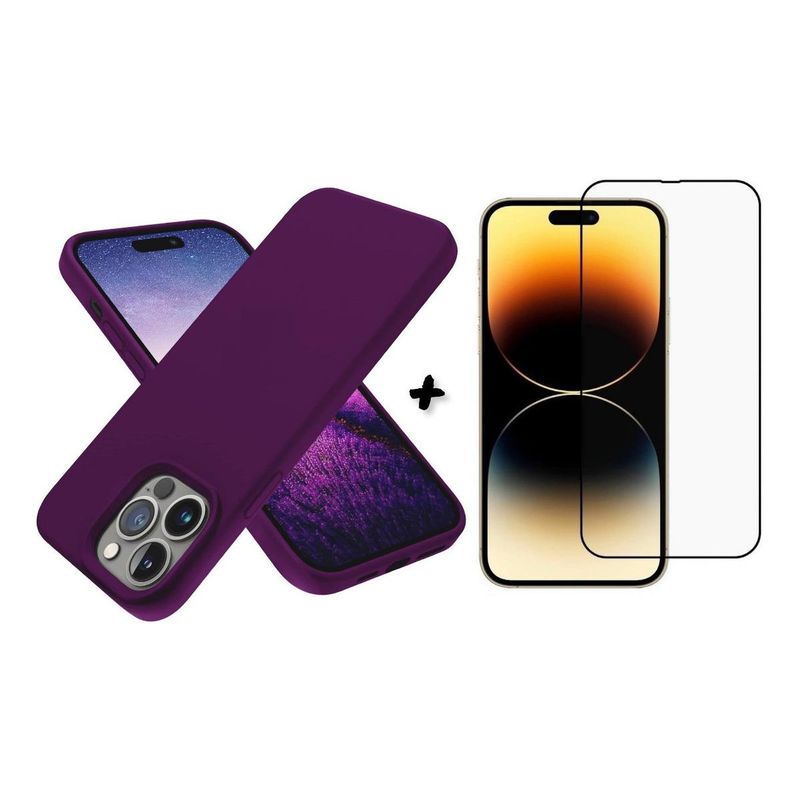 GENERICO - Funda Silicona Slim para iPhone 14 Pro y Protector Pantalla