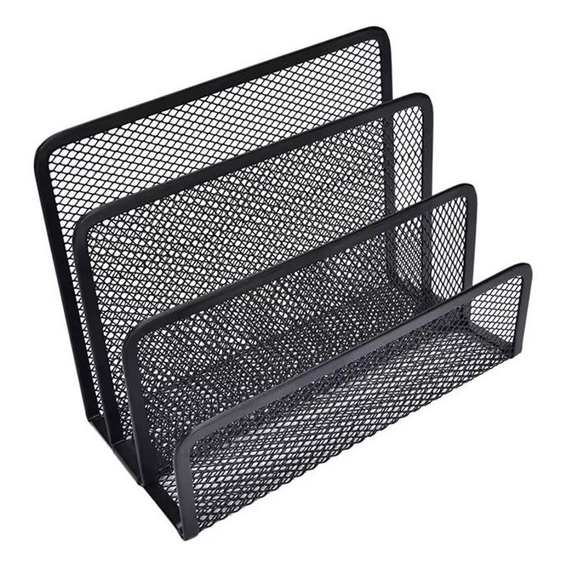 GENERICO - Organizador de Escritorio Metal Negro con 4 Compartimentos