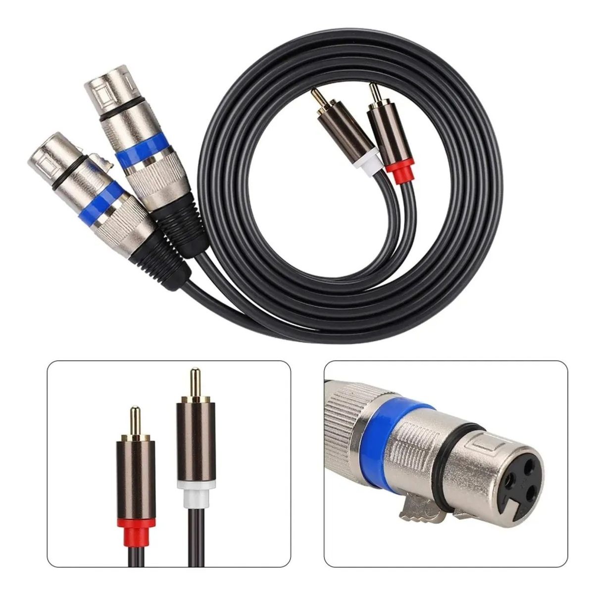 KUANGYE - Cable Audio Profesional Djs 2 Xlr Plug A 2 Rca 1,5 Metros