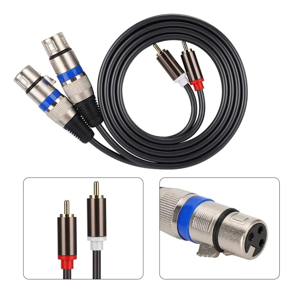 KUANGYE - Cable Audio Profesional Djs 2 Xlr Plug A 2 Rca 1,5 Metros