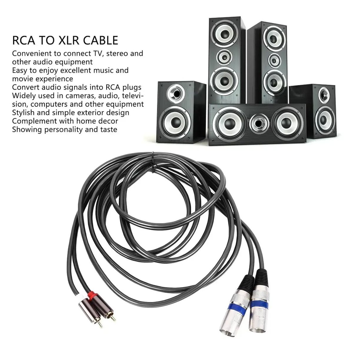 KUANGYE - Cable Audio Profesional Djs 2 Xlr Plug A 2 Rca 1,5 Metros