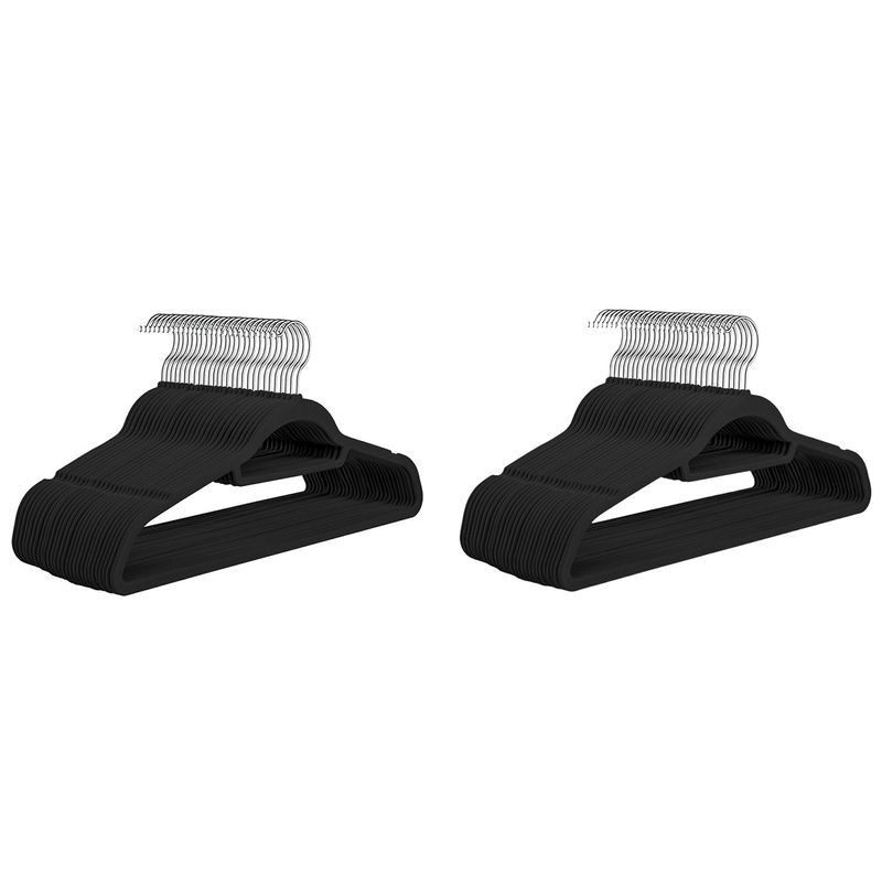 VIDITA - Set de 60 Perchas de Terciopelo Antideslizantes - Negro