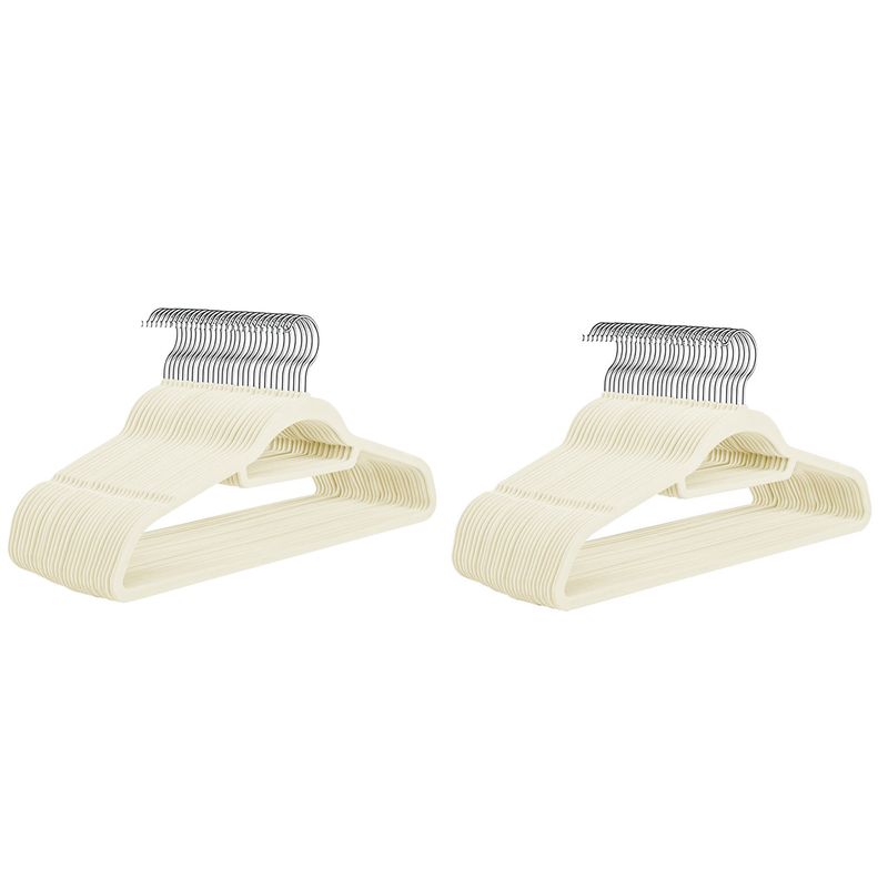 VIDITA - Set de 60 Perchas de Terciopelo Antideslizantes - Blanco