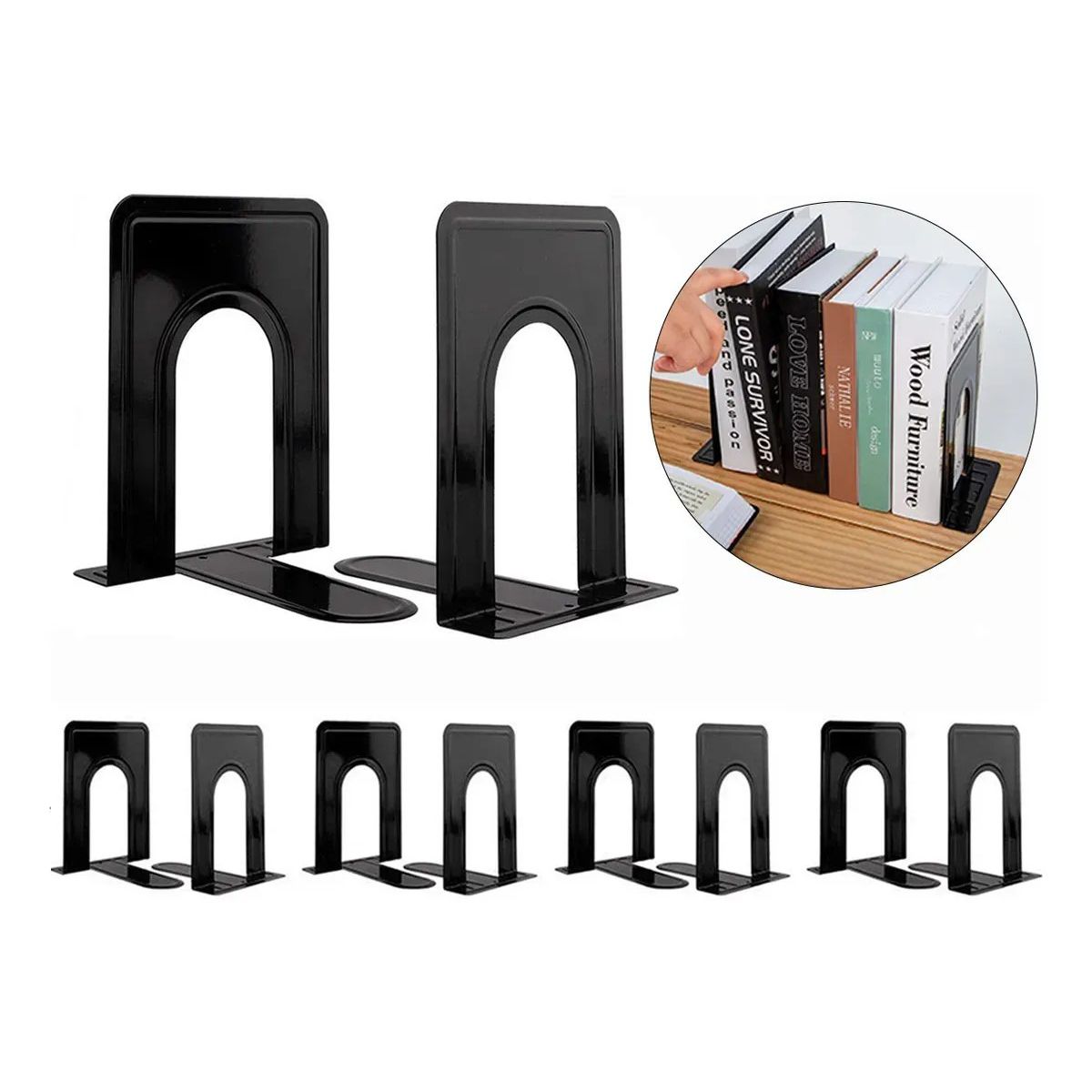 KUANGYE - Soporte Para Sujetalibros 5 Pares De Soportes Para Libros