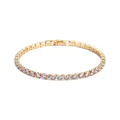 GENERICO - AMBAR JOYAS - Pulsera Tennis 4mm Dorado 17cm