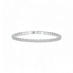 GENERICO - AMBAR JOYAS - Pulsera Tennis 4mm Plateada 17cm