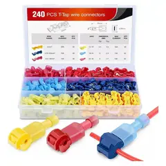 KUANGYE - 240pzs Terminales Electricos T-tipo Conector Rapido De Cable