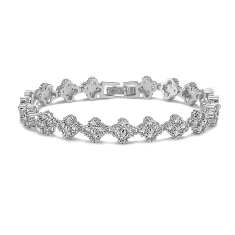 GENERICO - AMBAR JOYAS - Pulsera Clover Mini Plateado