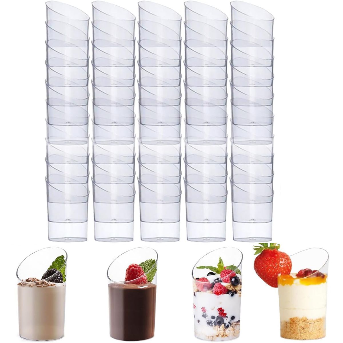 KUANGYE - X100 Vasos Plasticos Vasos Shot Postres Pocillo Desechables 60ml