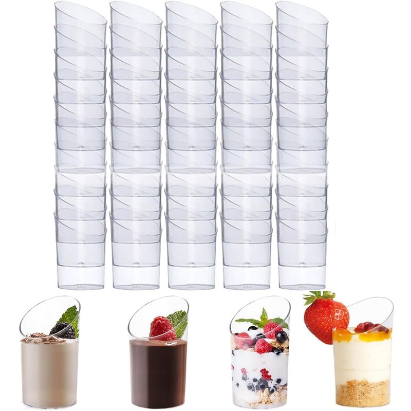KUANGYE - X100 Vasos Plasticos Vasos Shot Postres Pocillo Desechables 60ml