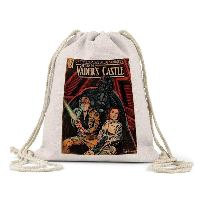 GENERICO - Mochila Beige Ilustrada para Diario con Cierre Cordón