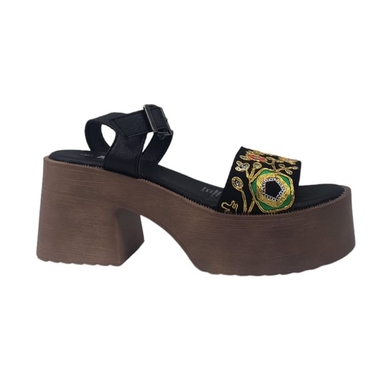 HERIEL - Sandalia Negra Plataforma Mujer