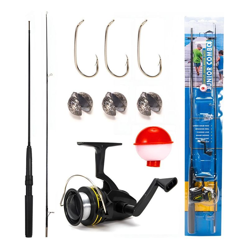GENERICO - Kit Completo de Pesca Caña Carrete y Accesorios Esenciales