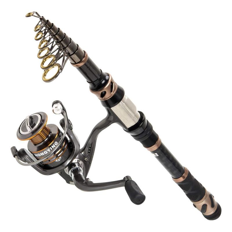 GENERICO - Combo Telescópico de Pesca de Fibra de Carbono y Carrete