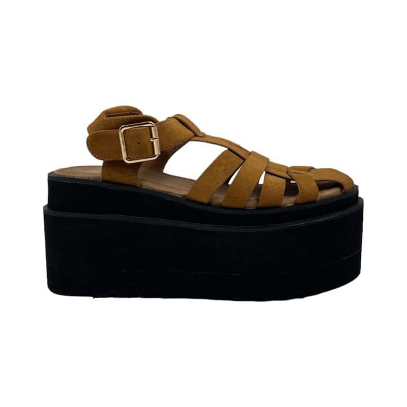 HERIEL - Sandalia Camel Plataforma