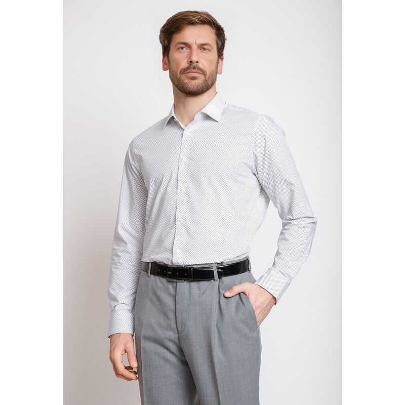 TRIAL - Camisa Hombre Formal Algodón Fantasía Slim Classic Blanco