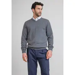 TRIAL - Tejido Hombre Formal Cuello V Marengo