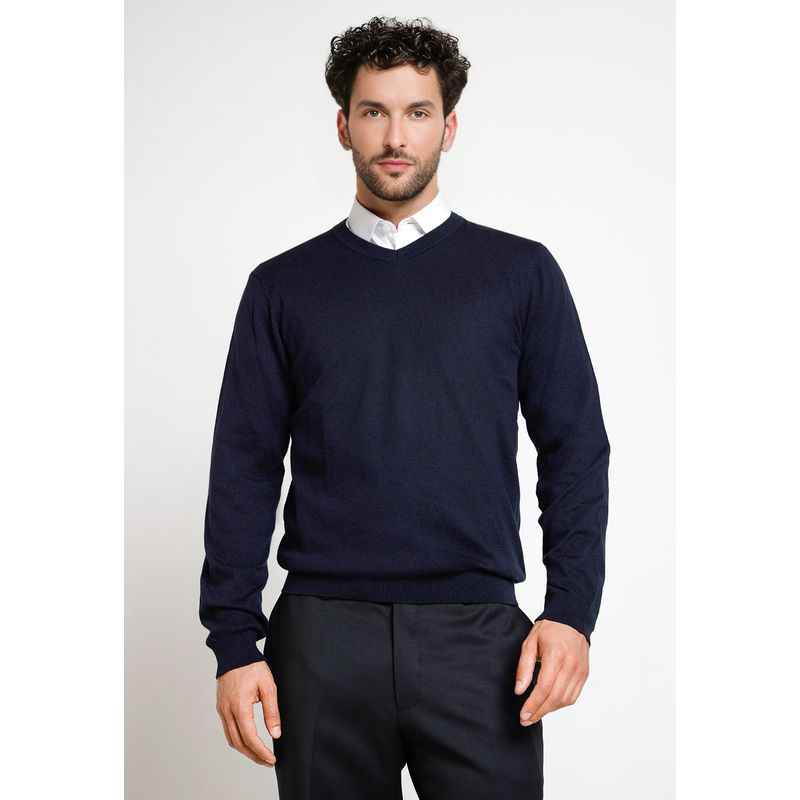 TRIAL - Tejido Hombre Formal Cuello V Azul Marino