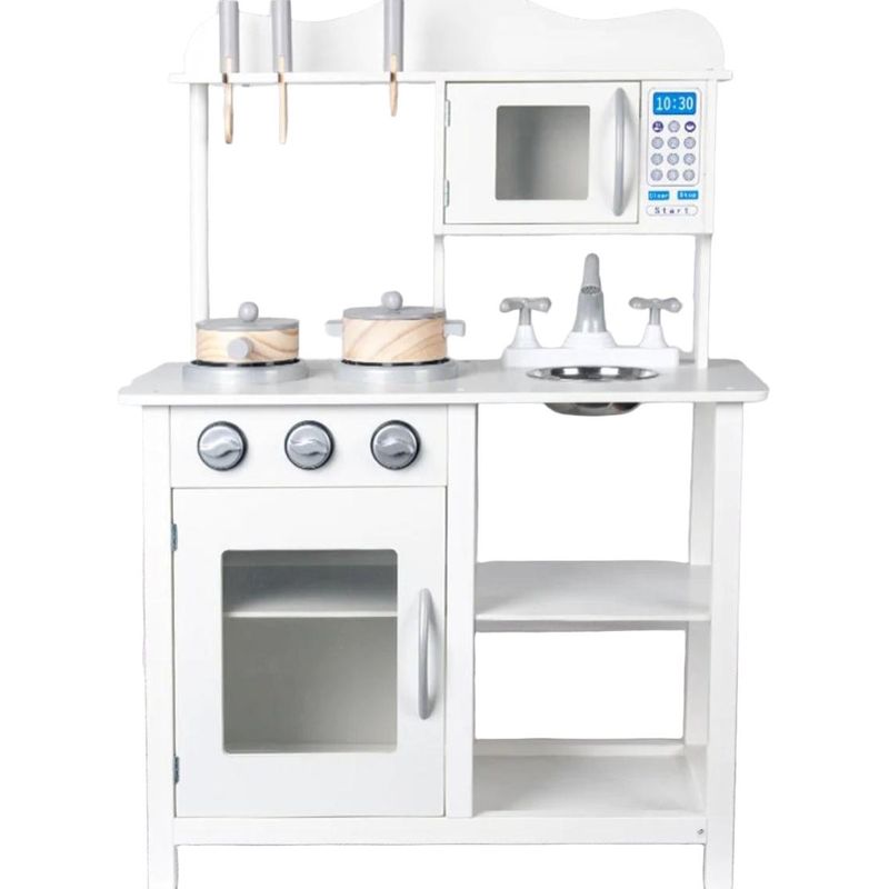 GENERICO - Cocina de Madera Infantil con Horno y Utensilios Metálicos