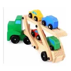GENERICO - CamiÃ³n Didáctico de Madera con Rampa y Autos Coloridos
