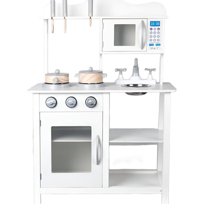 GENERICO - Cocina de Juguete Madera con Horno y Utensilios Metálicos