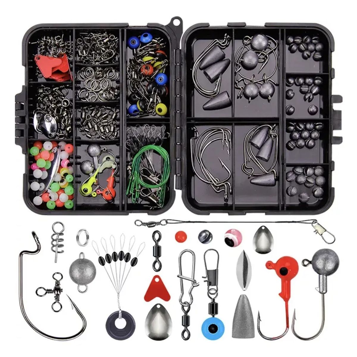 KUANGYE - 257 Piezas Kit De Accesorios De Anzuelos Pesca Señuelo Caja