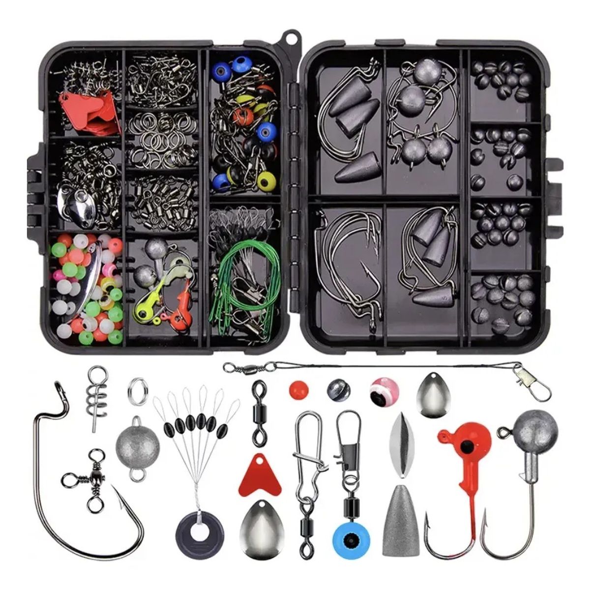 KUANGYE - 257 Piezas Kit De Accesorios De Anzuelos Pesca Señuelo Caja