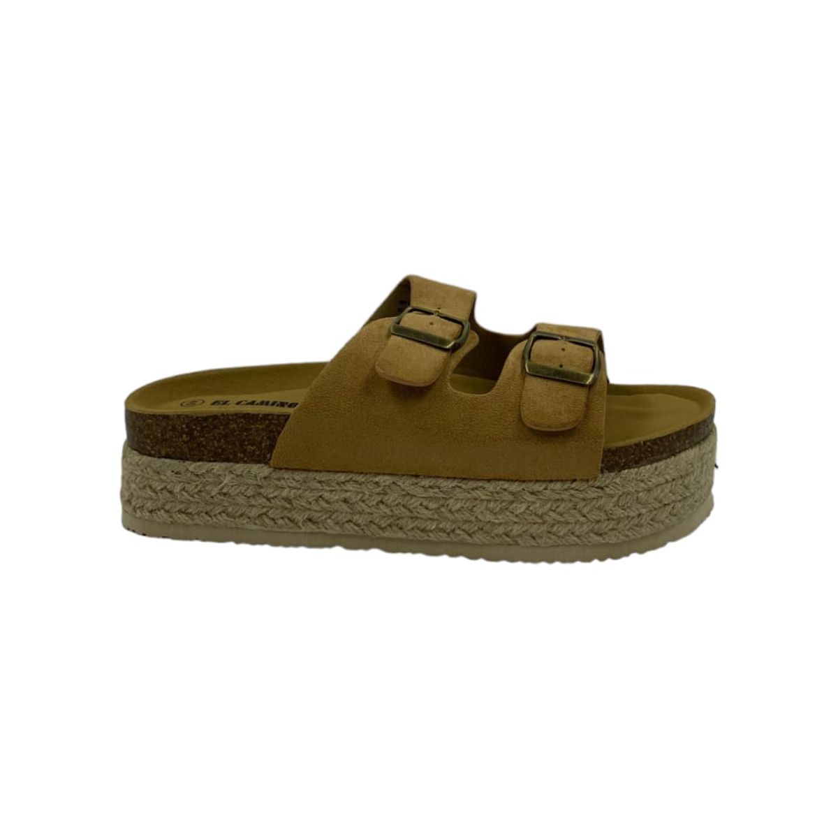 HERIEL - Sandalia Camel Gamuza Mujer