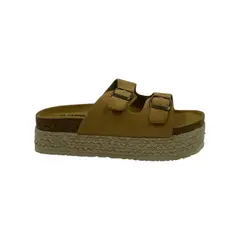 HERIEL - Sandalia Camel Gamuza Mujer