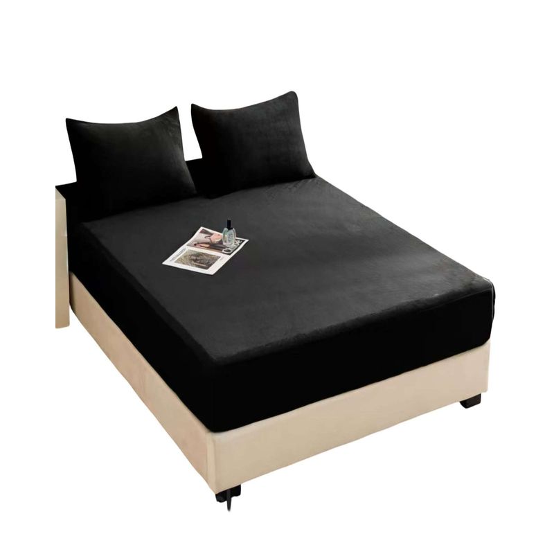 GENERICO - Cubre Colchon Impermeable Plush - Negro - 2 plazas