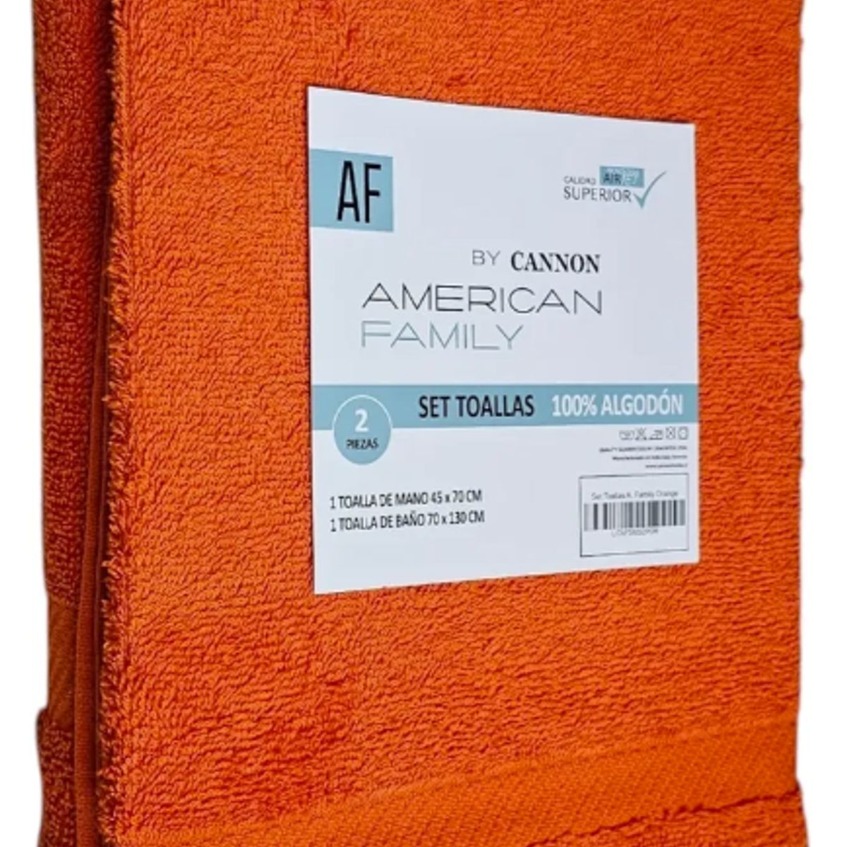 CANNON - Set Toalla Mano  Baño Algodon American Family Cannon Orange