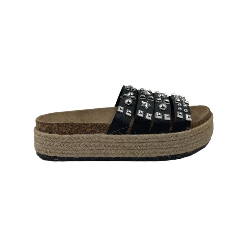 HERIEL - Sandalia Negra Tachas Plataforma