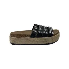 HERIEL - Sandalia Negra Tachas Plataforma