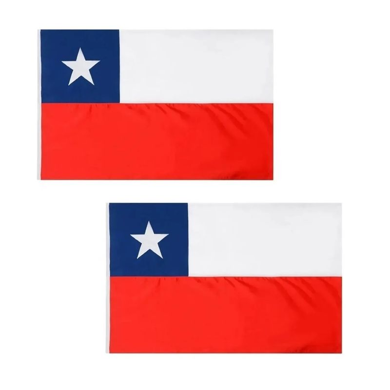 GENERICO - Pack X2 Banderas De Chile Bandera Chile Chilena 120 X 180 Tela
