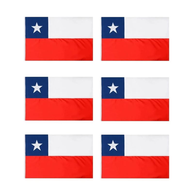 GENERICO - Pack X6 Banderas De Chile Bandera Chile Chilena 120 X 180 Tela