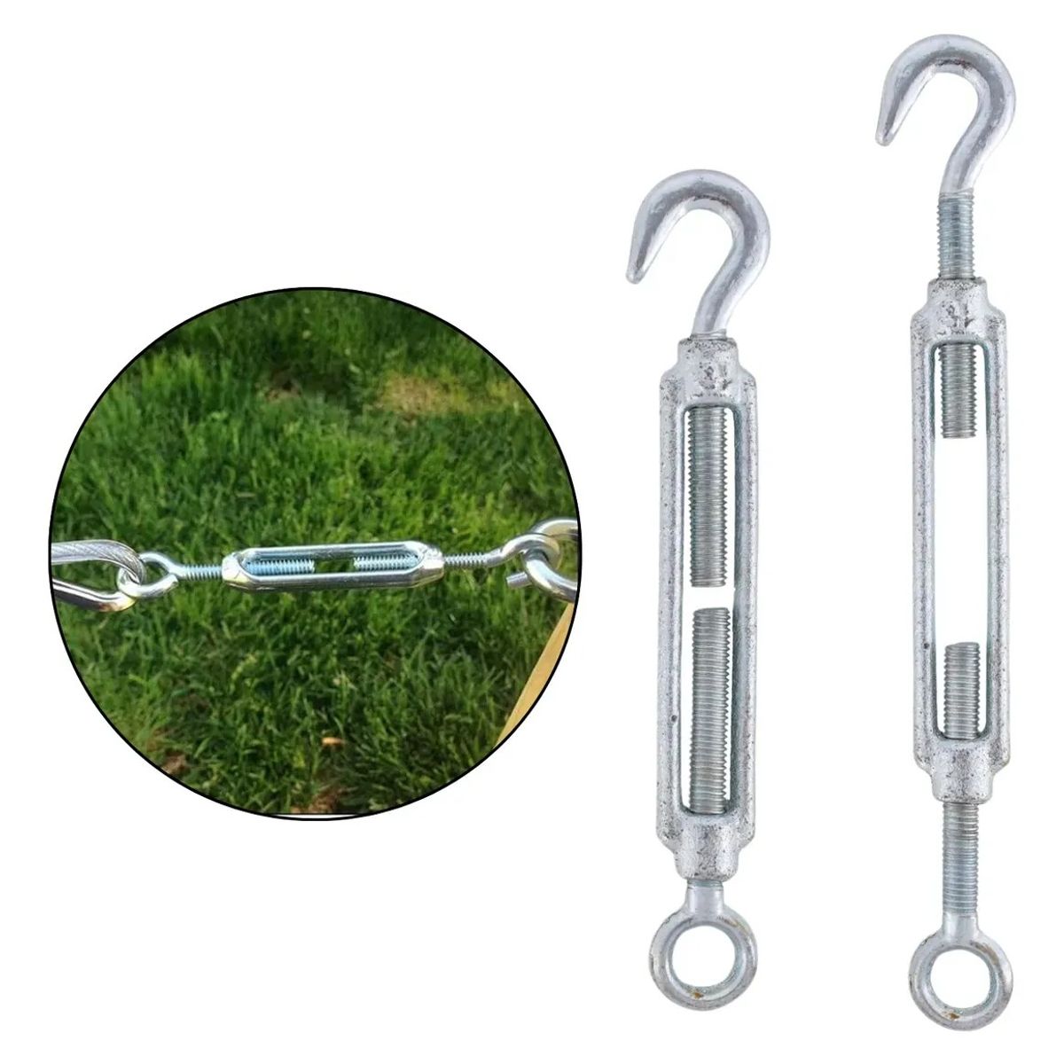 KUANGYE - Tensor Ojo Gancho Galvanizado Piola Acero 3/8 M10 Pack De 12