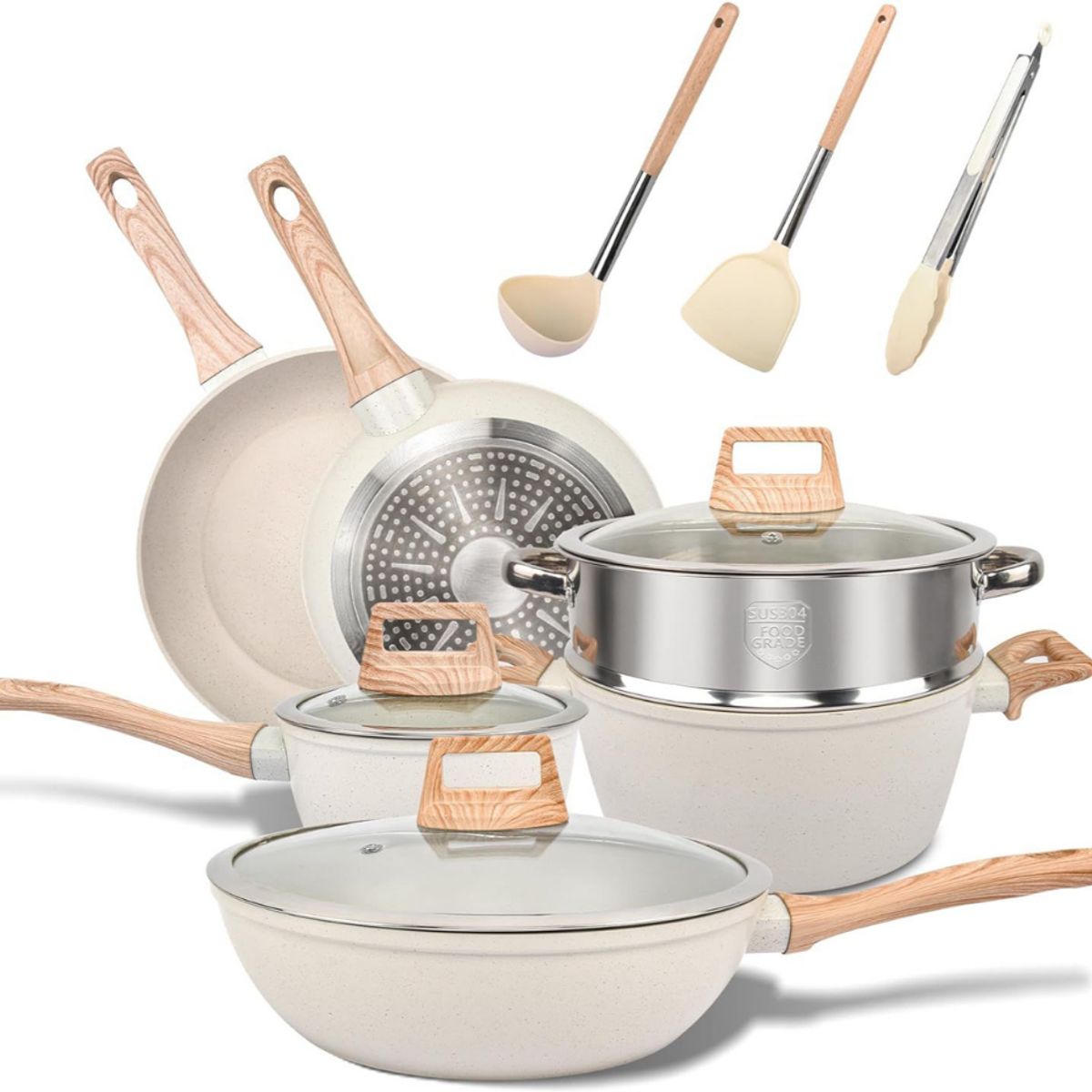 GENERICO - Juego De Cocina Ollas Y Sartenes Antiadherentes De 12 Pcs