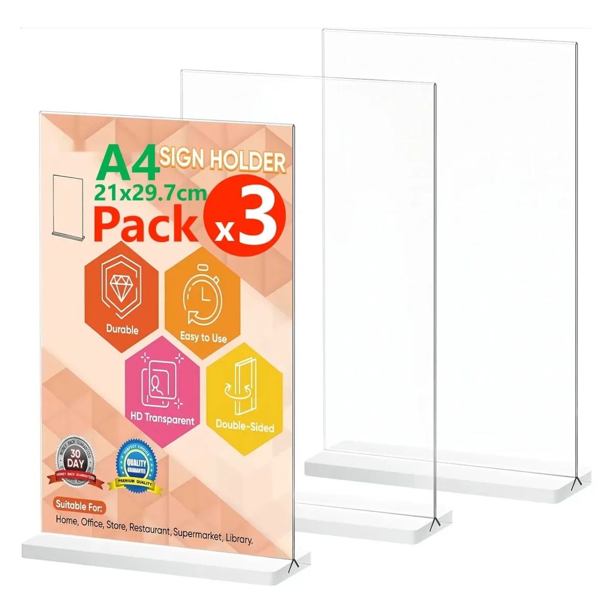 KUANGYE - 3kit Porta Menú Y Folleto Carta Pared Para Hoja A4 210297mm