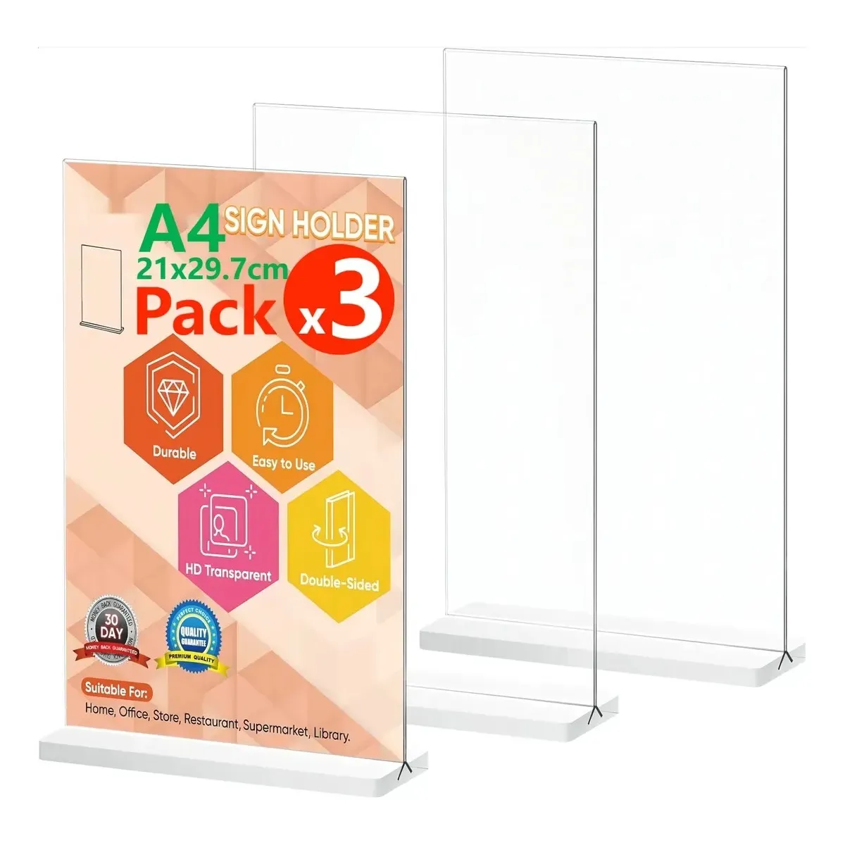 KUANGYE - 3kit Porta Menú Y Folleto Carta Pared Para Hoja A4 210297mm