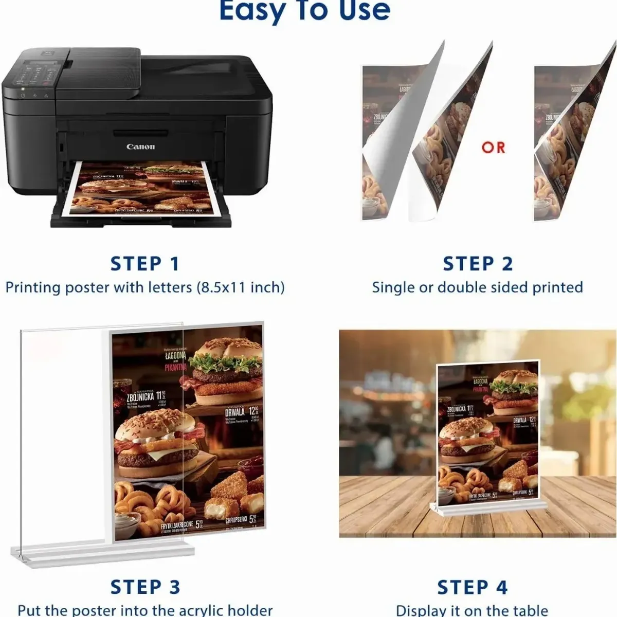 KUANGYE - 3kit Porta Menú Y Folleto Carta Pared Para Hoja A4 210297mm