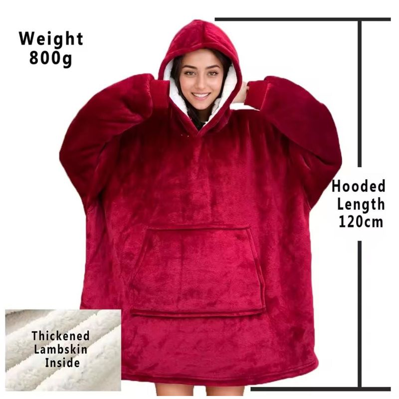 MORLAN - Maxi Polerón Sherpa Bata Manta Capucha Frazada Invierno
