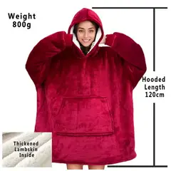 MORLAN - Maxi Polerón Sherpa Bata Manta Capucha Frazada Invierno