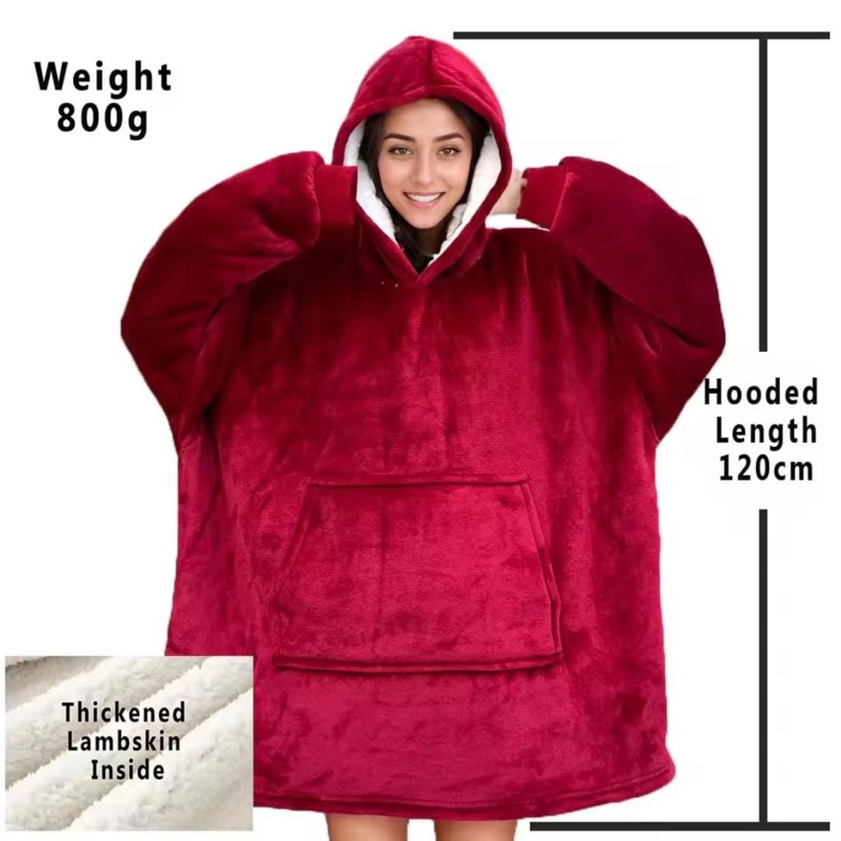 MORLAN - Maxi Polerón Sherpa Bata Manta Capucha Frazada Invierno