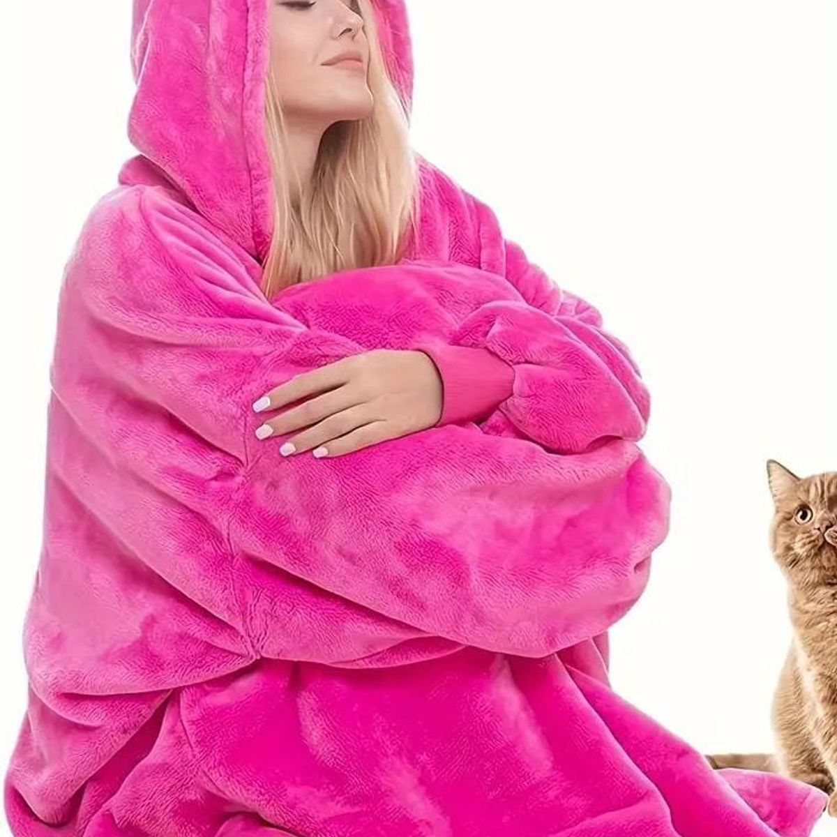 MORLAN - Maxi Polerón Sherpa Bata Manta Capucha Frazada Invierno