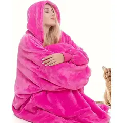 MORLAN - Maxi Polerón Sherpa Bata Manta Capucha Frazada Invierno