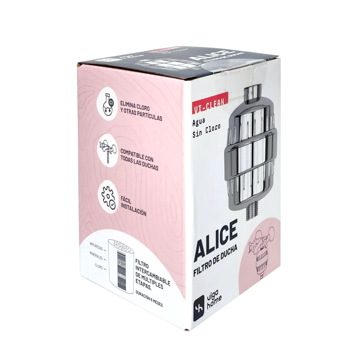 VIGAHOME - Filtro de Ducha Alice - Elimina Cloro y Minerales del Agua