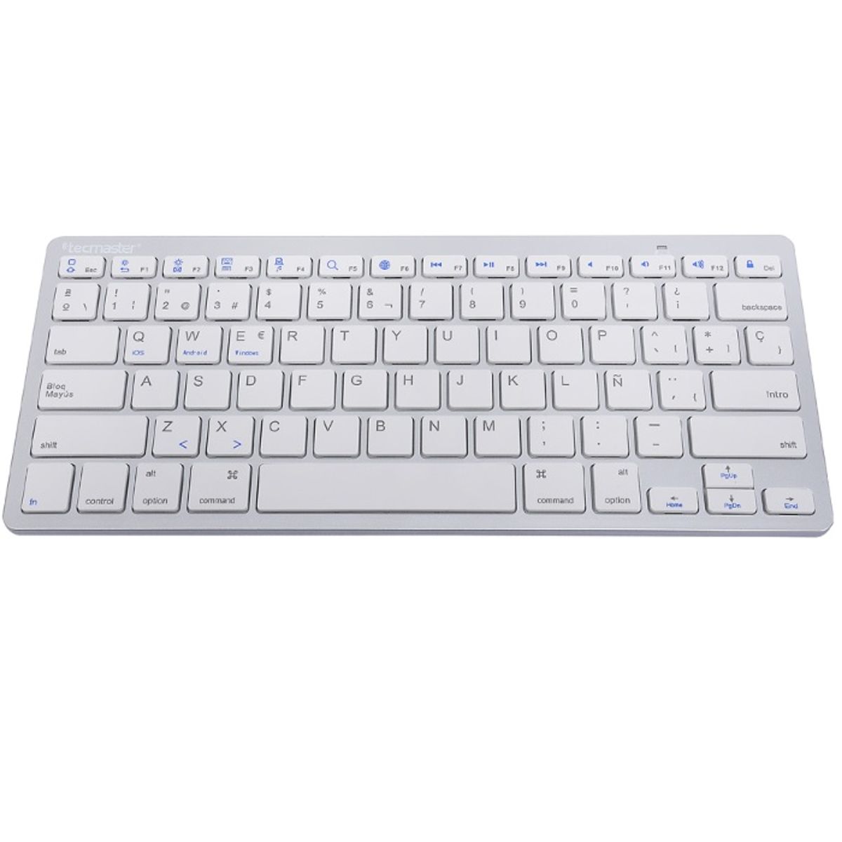 TECMASTER - Teclado Mini Bluetooth Inalámbrico Tecmaster Portátil Blanco