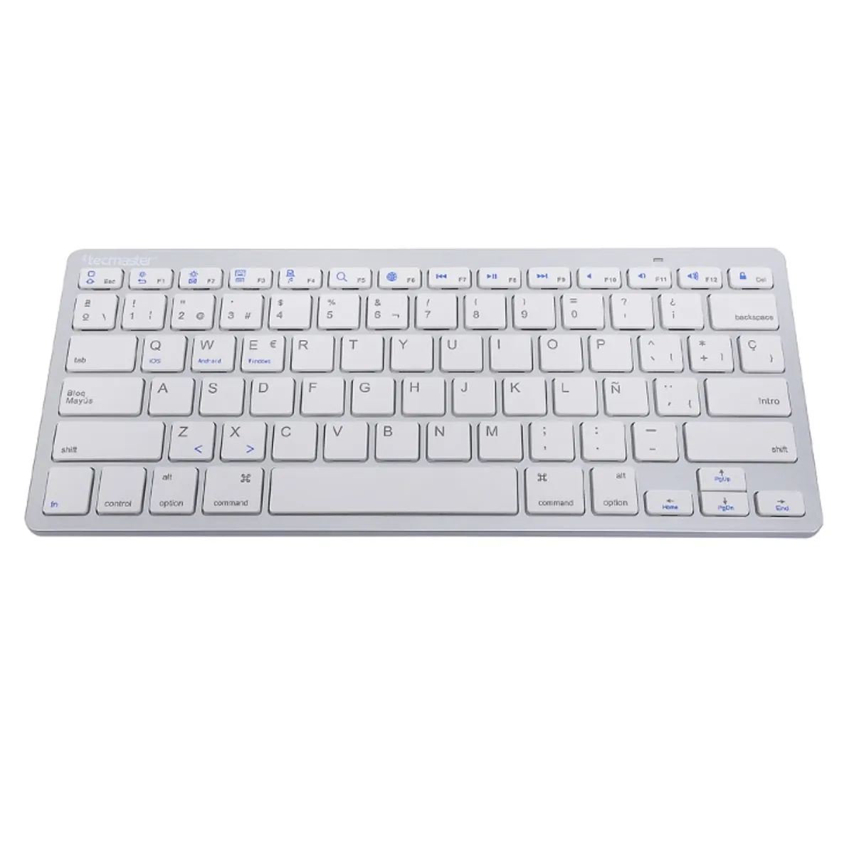 TECMASTER - Teclado Mini Bluetooth Inalámbrico Tecmaster Portátil Blanco