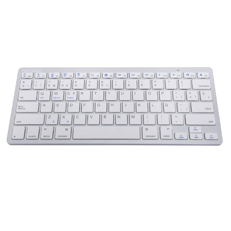 TECMASTER - Teclado Mini Bluetooth Inalámbrico Tecmaster Portátil Blanco